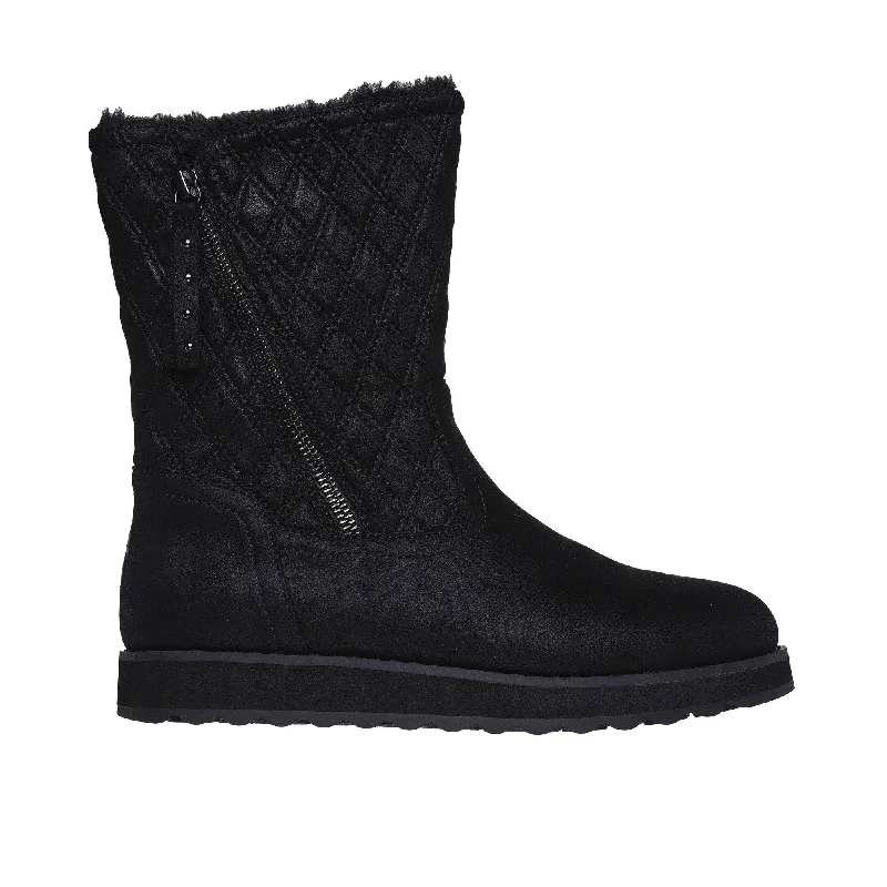 Ankle boots for weekend adventures-Skechers 167675 Keepsakes 2.0 Morning Walks Ladies Black Textile Water Resistant Vegan Side Zip Ankle Boots