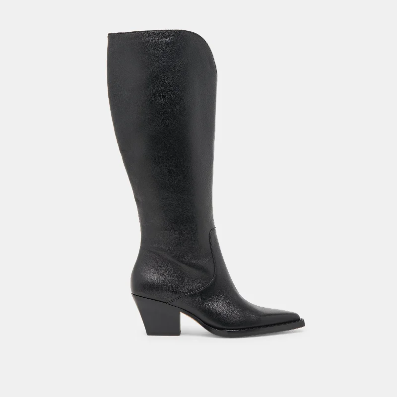 RAJ WIDE CALF BOOTS BLACK LEATHER