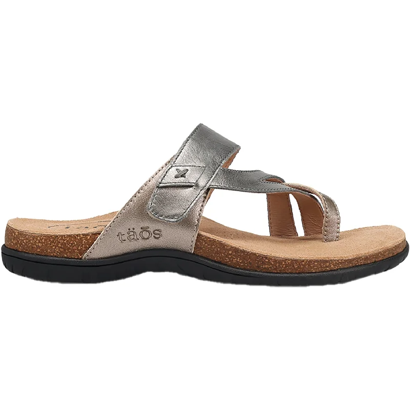 Sandals with camo printWomen's Taos Perfect Grey/Champagne Metallic Leather