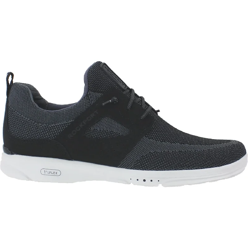 Athletic shoes with high support-Men's Rockport TruFlex Mesh Tie Sneaker Black Mesh