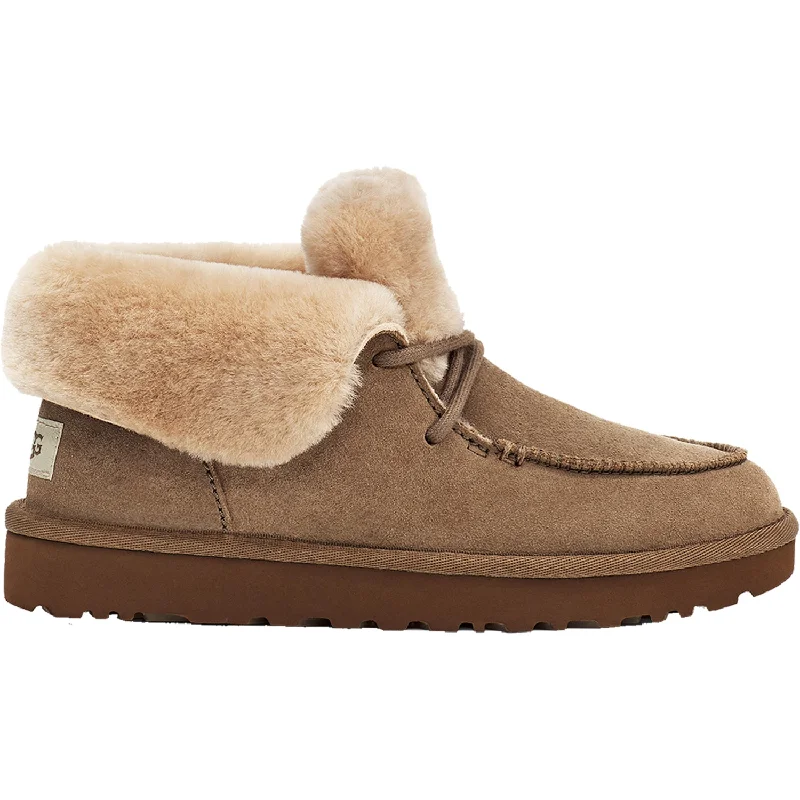 Booties with cool heels-Women's UGG Diara Hickory Sand Suede