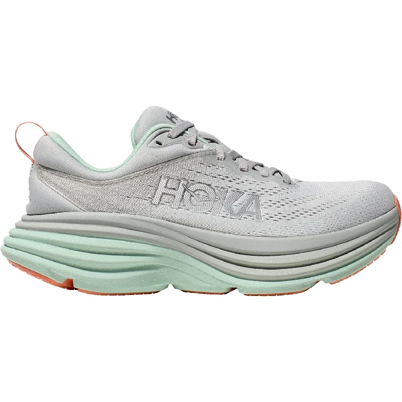 Athletic shoes with cool support-Women's Hoka Bondi 8 Stardust/Aqua Breeze Mesh