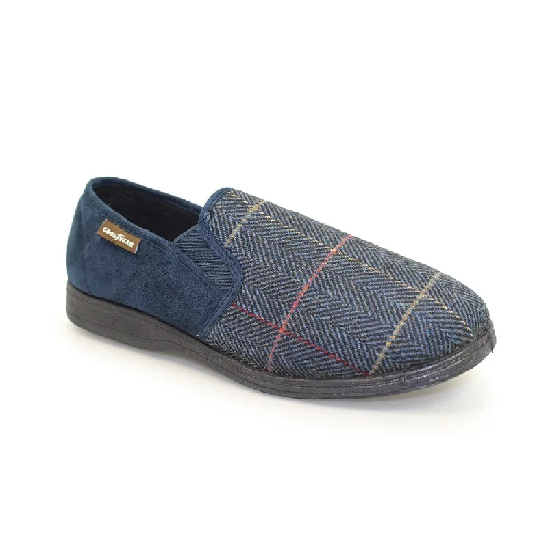 Slippers for cozy vibesGoodyear Harrison KMG116 Mens Navy Tweed Slippers