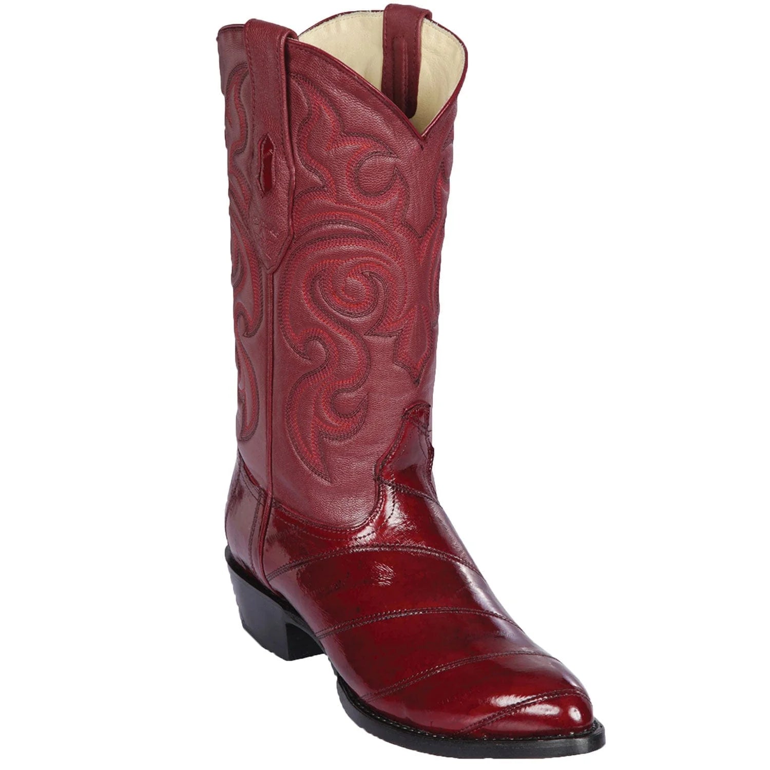 cowboy boots for women with ankle boot style for shorter height-Cowboy boots for extreme weatherLos Altos 600806 Men's Burgundy Genuine EEL Medium Round Toe Cowboy Boots