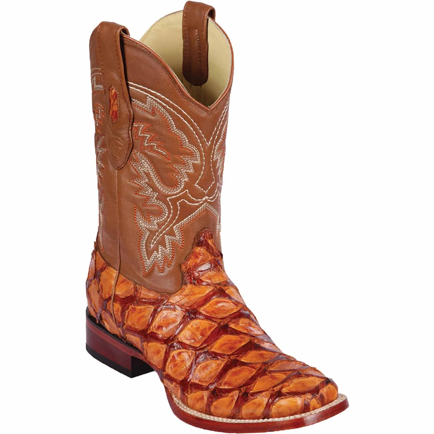 cowboy boots for men with classic design for timeless appeal-Cowboy boots with ankle supportLos Altos 8221003 Men's Cognac Genuine Piraruccu Wide Square Toe Cowboy Boots