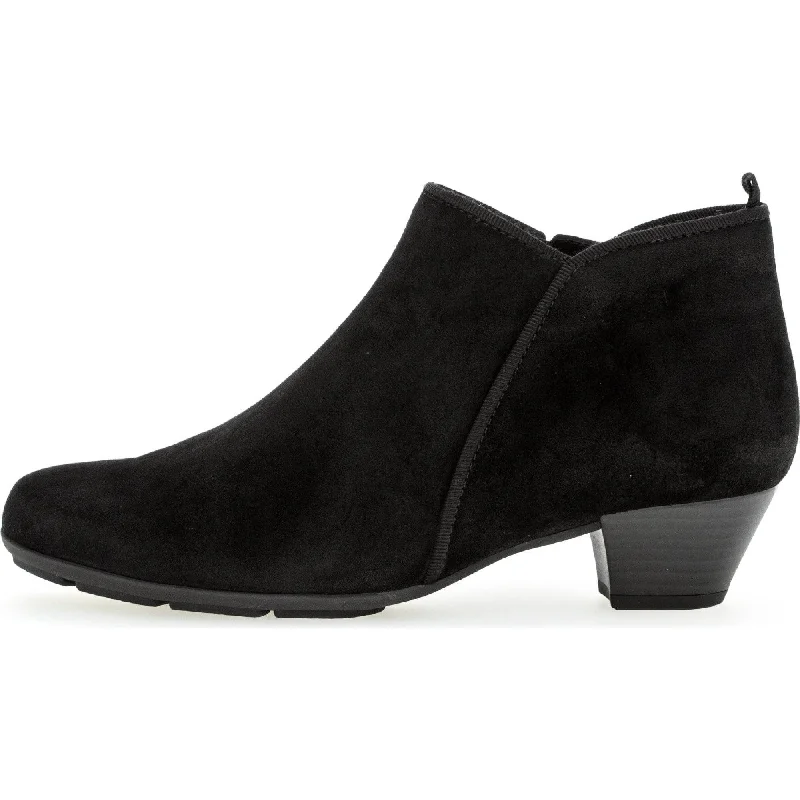 Ankle boots for light wear-Gabor Trudy 55.633.17 Ladies Black Suede Side Zip Ankle Boots