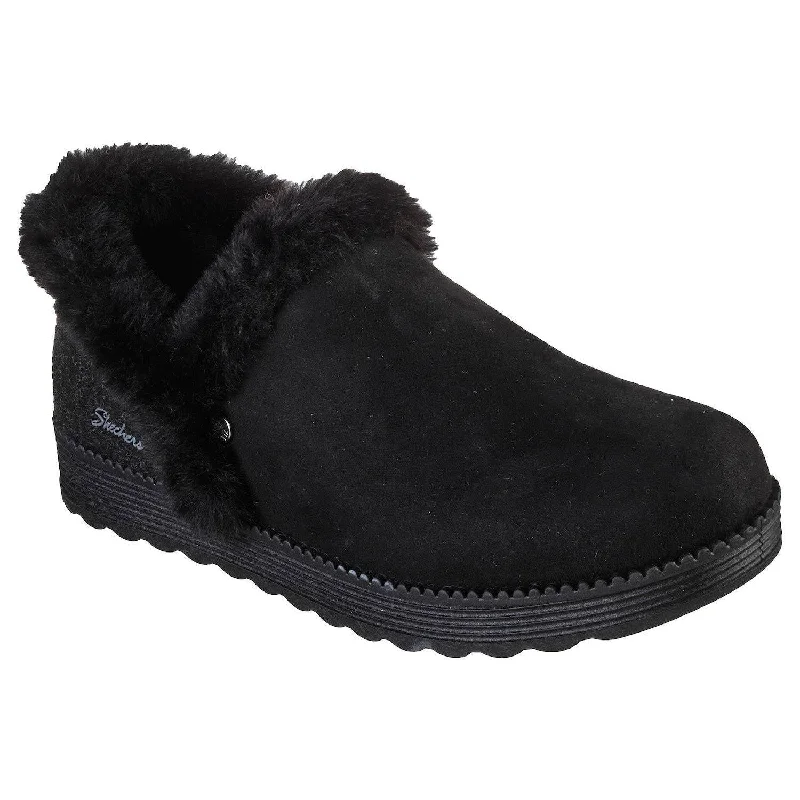 Slippers for warm toesSkechers 167660 Arch Fit Dream - Win Faux Fur Ladies Black Textile Arch Support Pull On Slippers