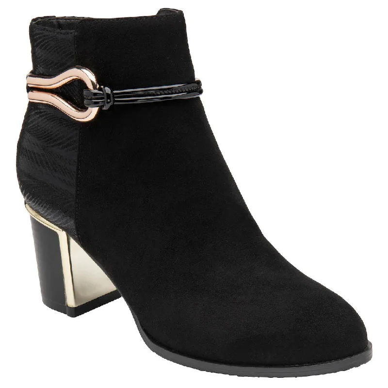 Ankle boots for wide feet-Lotus Autumn Ladies Black Textile Side Zip Ankle Boots