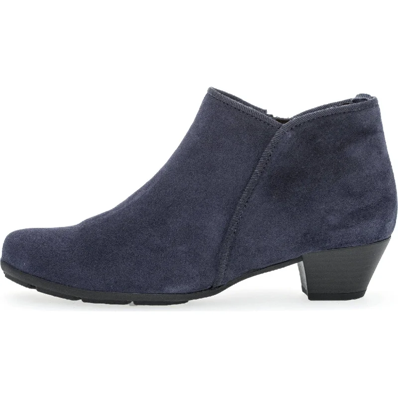 Ankle boots with heavy studs-Gabor Trudy 55.633.16 Ladies Ocean Suede Side Zip Ankle Boots