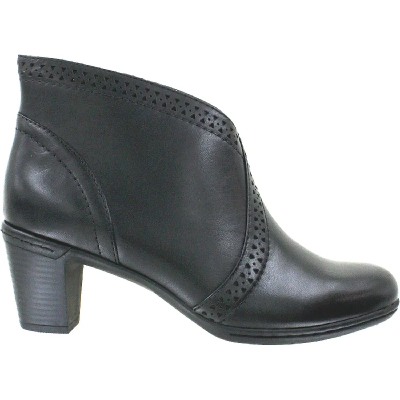 Booties with stylish heels-Women's Rockport Cobb Hill Rashel V-Cut Boot Black Leather