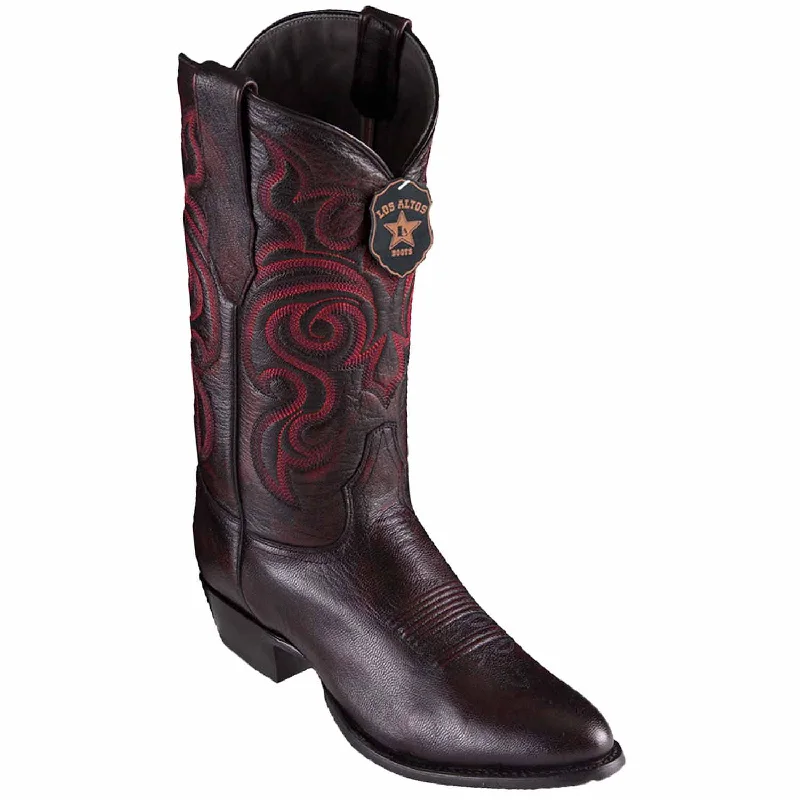 cowboy boots for women with sleek profile for a polished look-Cowboy boots for polished finishLos Altos 659218 Men's Black Cherry Genuine Goat Round Toe Cowboy Boots