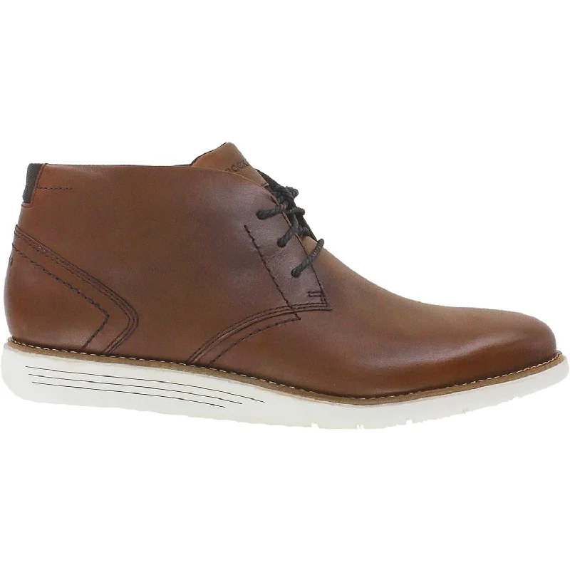 Booties with supportive comfort-Men's Rockport Total Motion Sport Dress Chukka Tan Leather