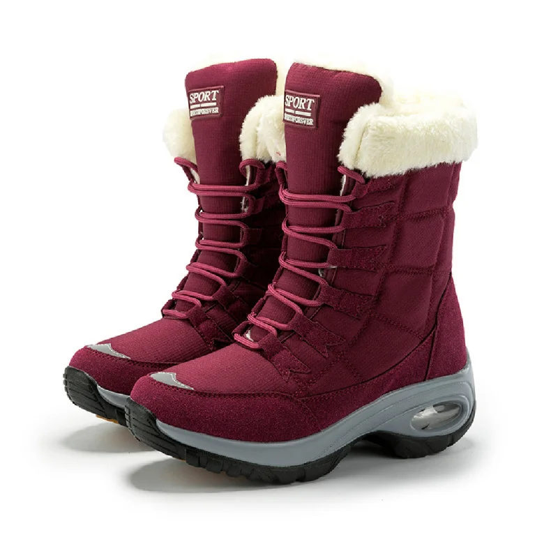 Snow boots best brands-OCW Orthopedic Women Winter Boots Warm Lace-up Comfortable Waterproof Non-slip Hiking Snow Boots