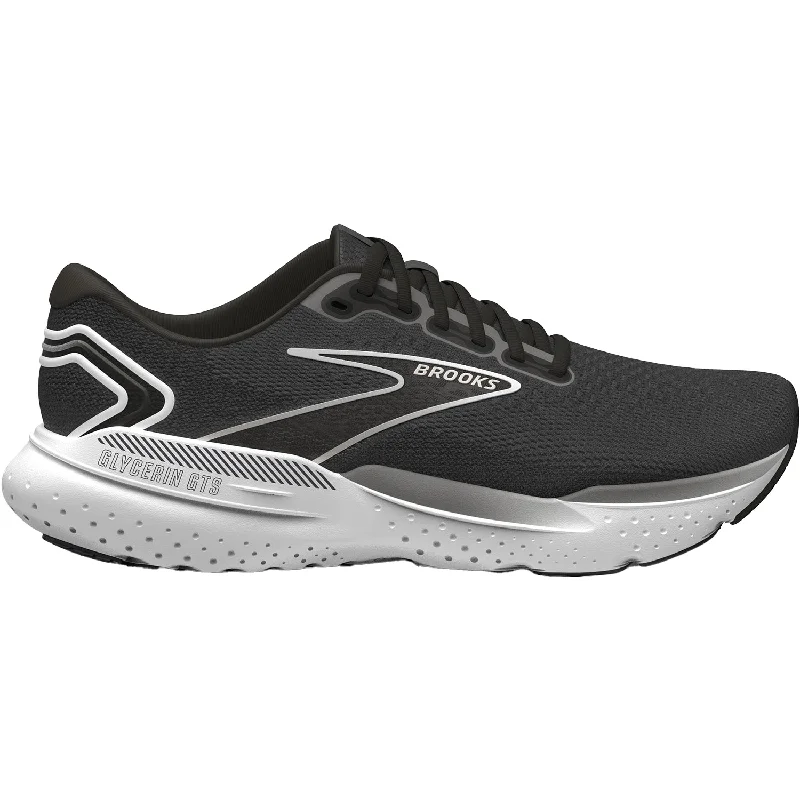 Athletic shoes for cross training-Men's Brooks Glycerin GTS 21 Black/Grey/White Mesh