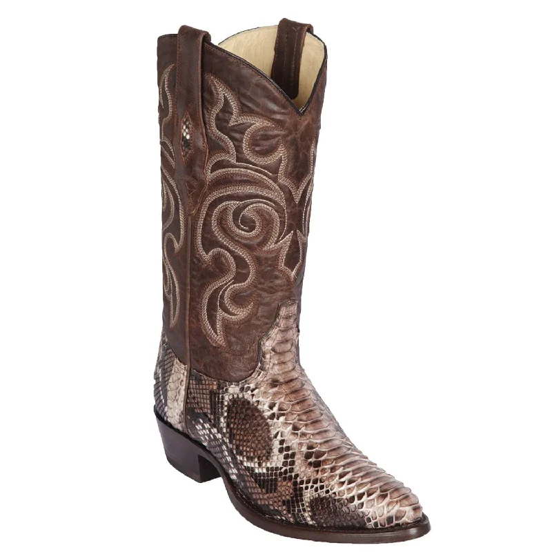 cowboy boots for women with elegant floral embroidery for a unique touch-Cowboy boots for stacked heelLos Altos 605785 Men's Rustic Brown Genuine Python Medium Round Toe Cowboy Boots