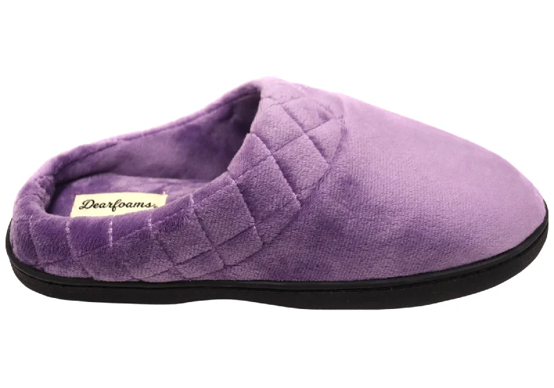 Slippers for foot easeDearfoams Womens Darcy Microfiber Velour Clog Wide Width Slippers