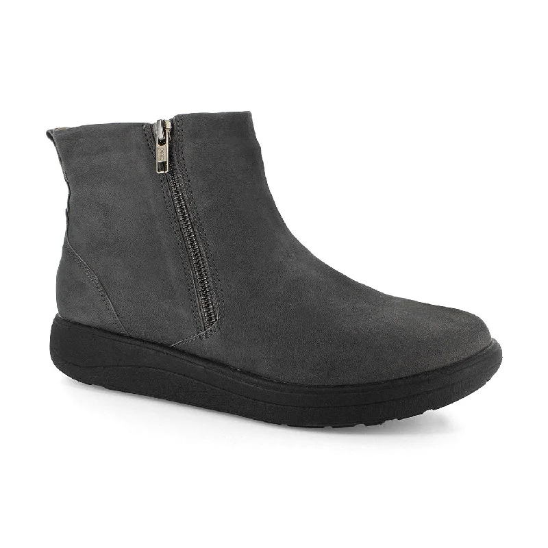 Ankle boots with faux fur-Strive Bamford II Ladies Dark Grey Leather Arch Support Twin Zip Ankle Boots