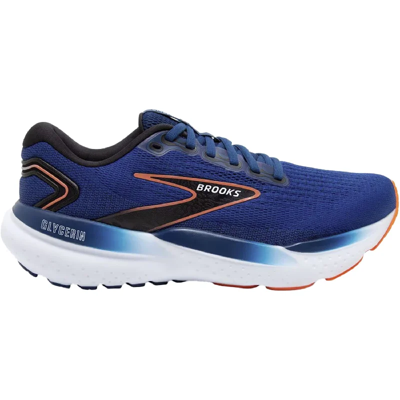 Athletic shoes for outdoor sports-Men's Brooks Glycerin 21 Blue Opal/Black/Nasturtium