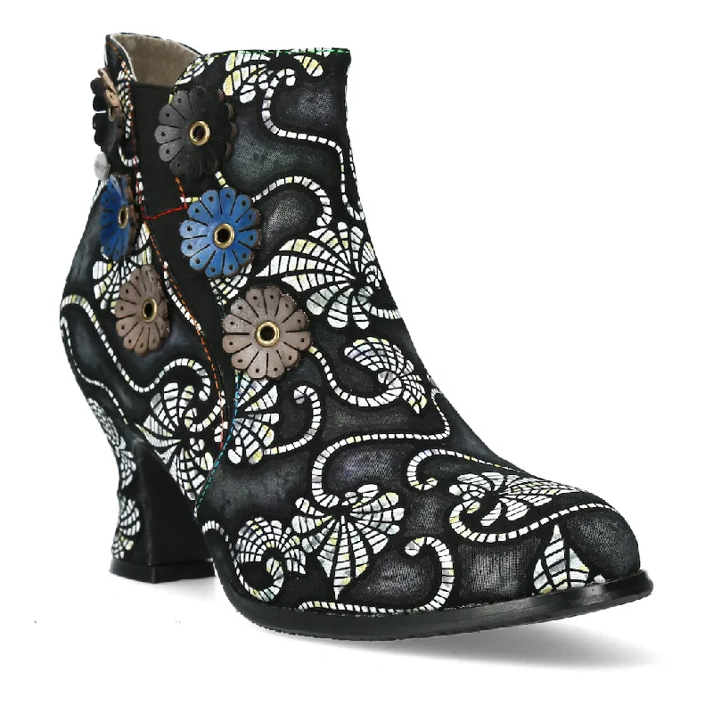 Ankle boots with muted print-Laura Vita Gicgaso 13 Ladies Black Leather Side Zip Ankle Boots