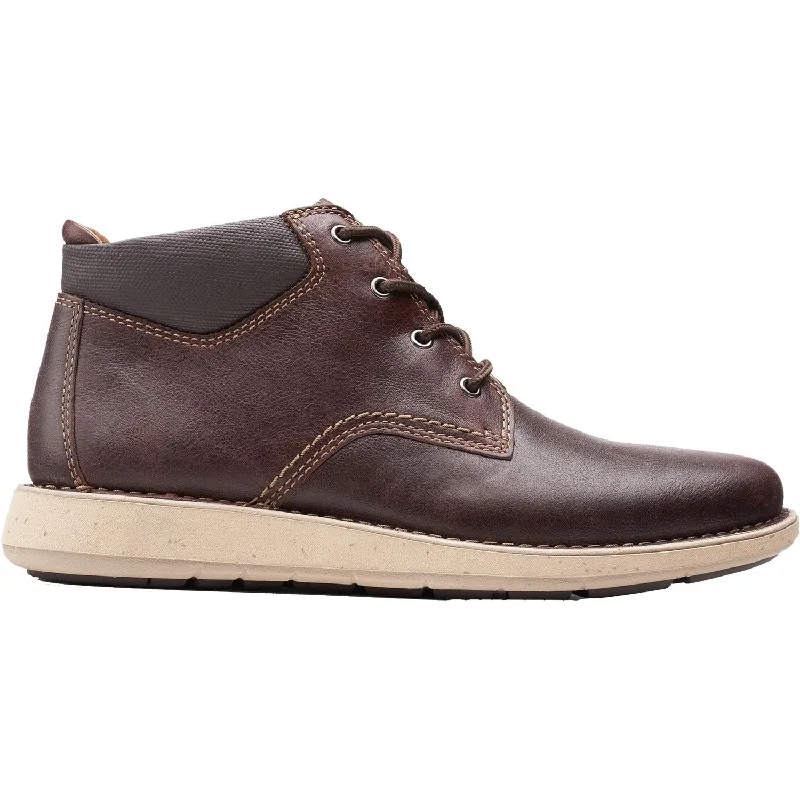 Booties with sleek heels-Men's Clarks Un Larvik Top 2 Brown Oily Tumbled Leather