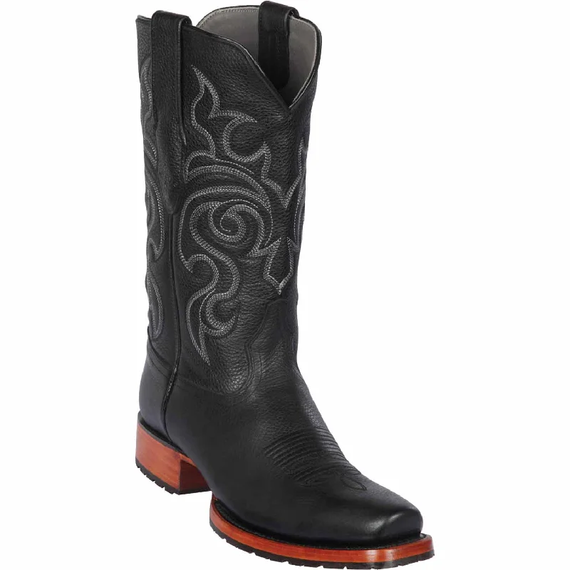 cowboy boots for women with neutral color options for versatile styling-Cowboy boots for wide calvesLos Altos 58T2705 Men's Black Genuine Grisly 7X Toe Cowboy Boots