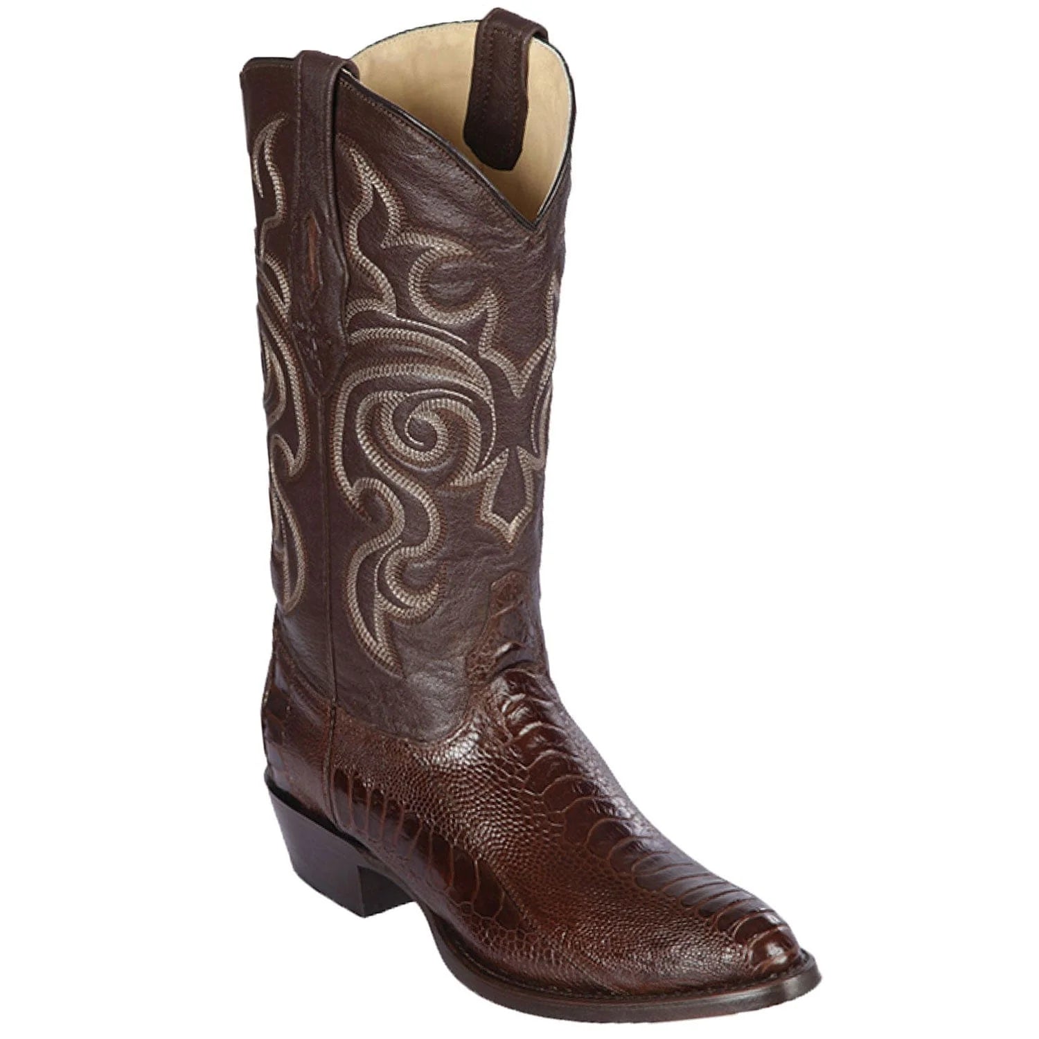 cowboy boots for men with premium stitching for added durability-Cowboy boots with easy maintenanceLos Altos 650507 Men's Brown Genuine Ostrich Leg Round Toe Cowboy Boots