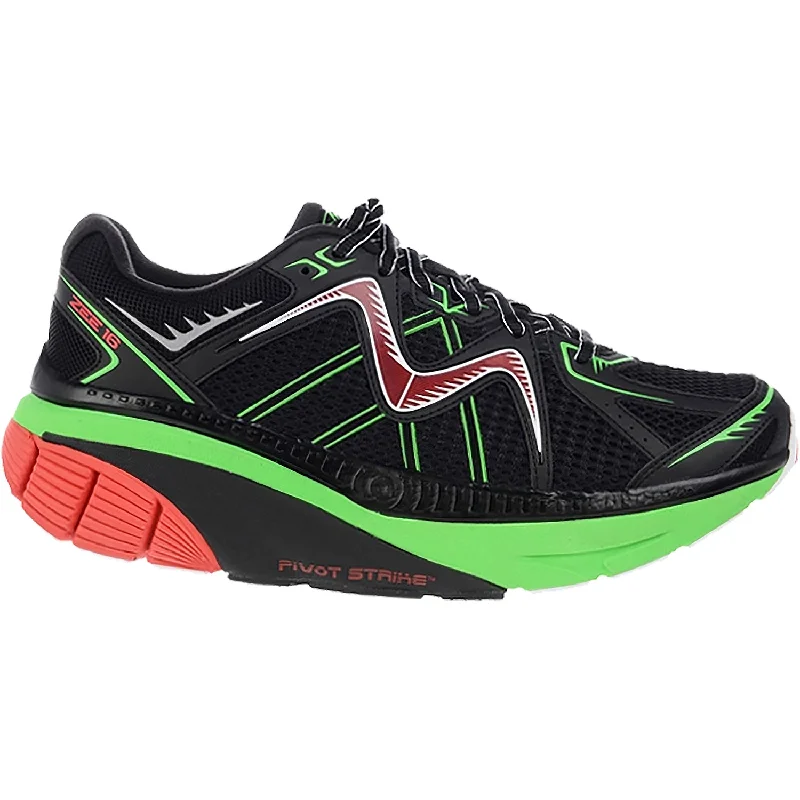 Athletic shoes for agile jogs-Men's MBT Zee 16 Running Shoe Black/Fire Red/Lime Mesh