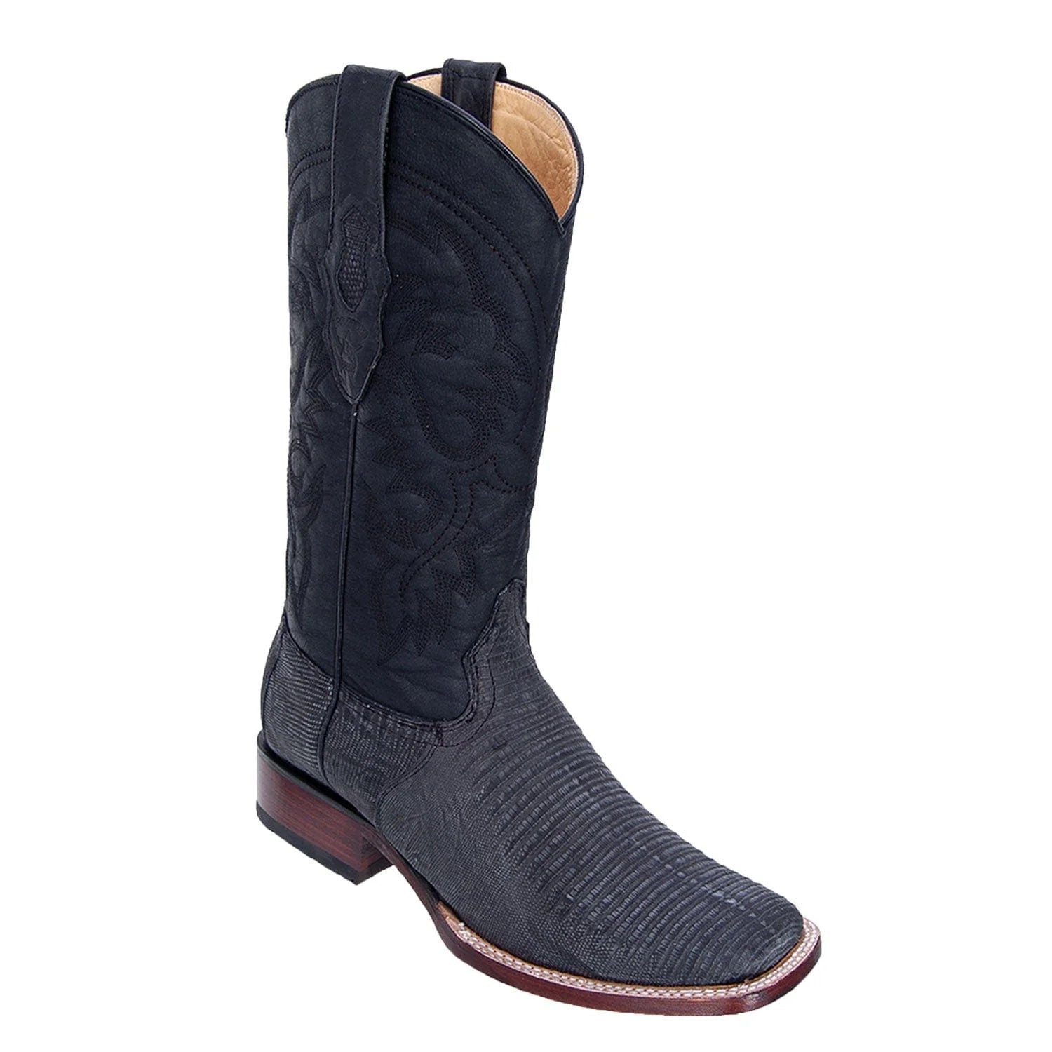 cowboy boots for women with bold color options for unique style-Cowboy boots for snowLos Altos 8220774 Men's Sanded Black Genuine Teju Wide Square Toe Cowboy Boots