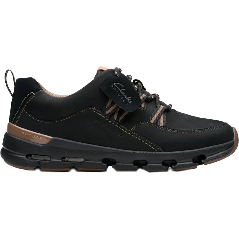 Athletic shoes with sleek comfort-Women's Clarks Nature X Tie Waterproof Black Combi Nubuck