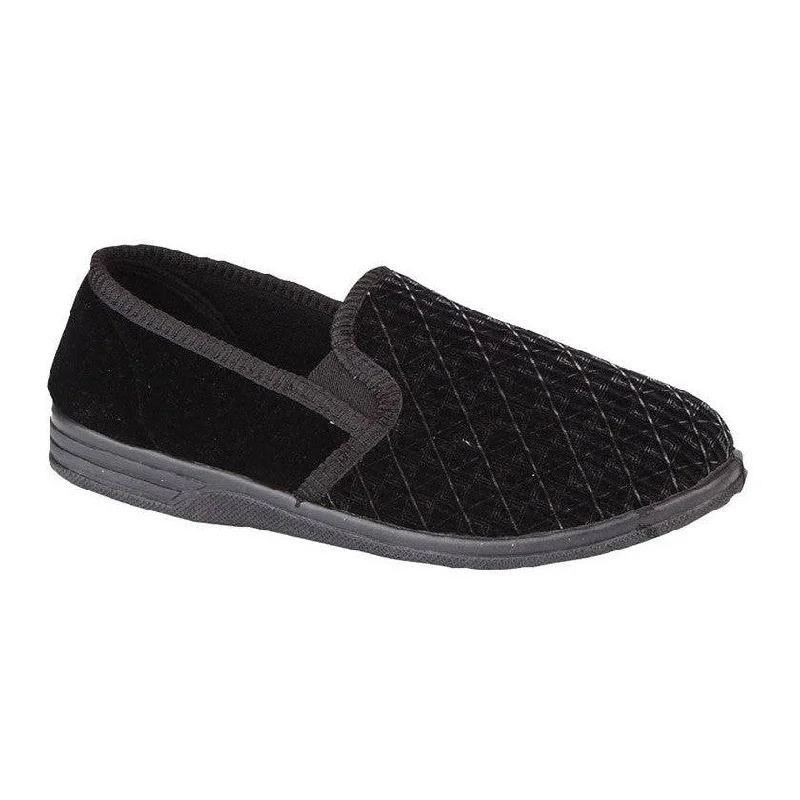 Slippers with padded solesZedzzz MS466A Mens Black Full Slipper