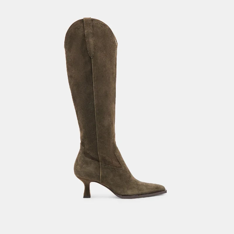 ARIANA WIDE CALF BOOTS ARMY SUEDE