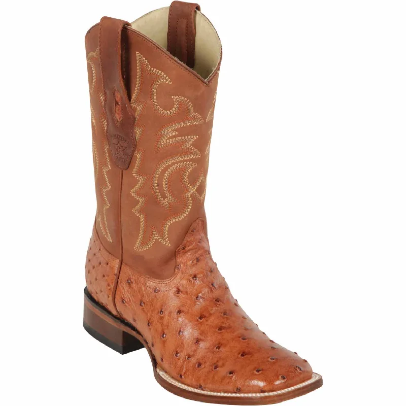 cowboy boots for women with shiny leather finish for a polished look-Cowboy boots for square dancingLos Altos 8220364 Men's Brandy Genuine Ostrich Wide Square Toe Cowboy Boots