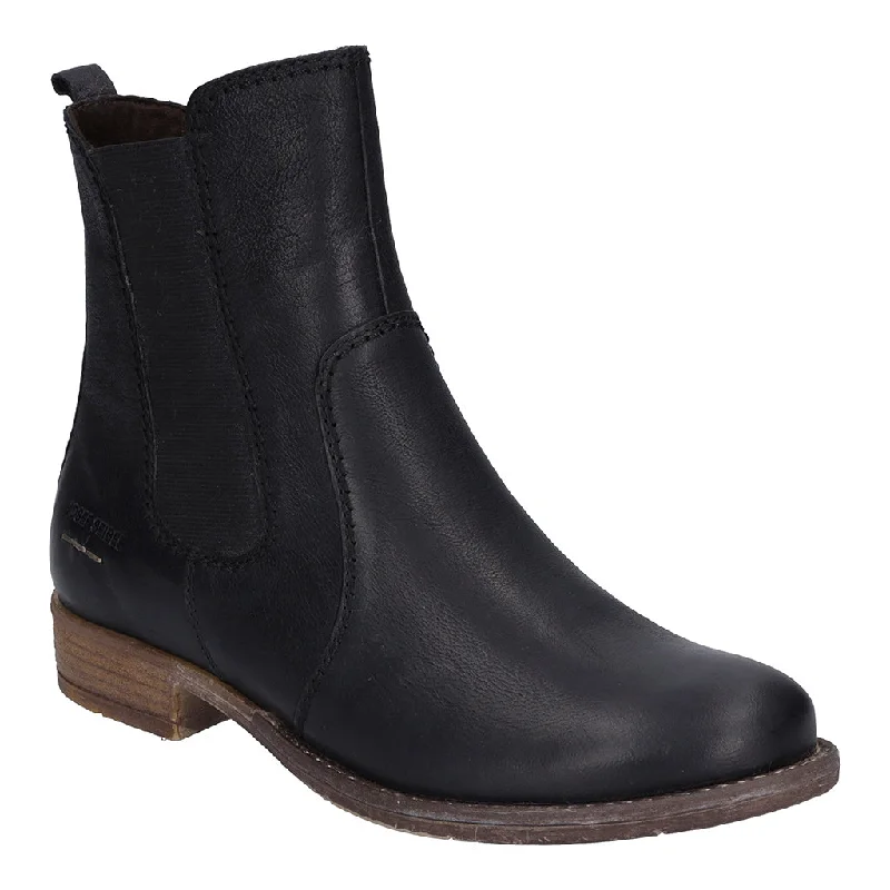 Ankle boots for transitional weather-Josef Seibel Sienna 80 Ladies Black Leather Side Zip Ankle Boots