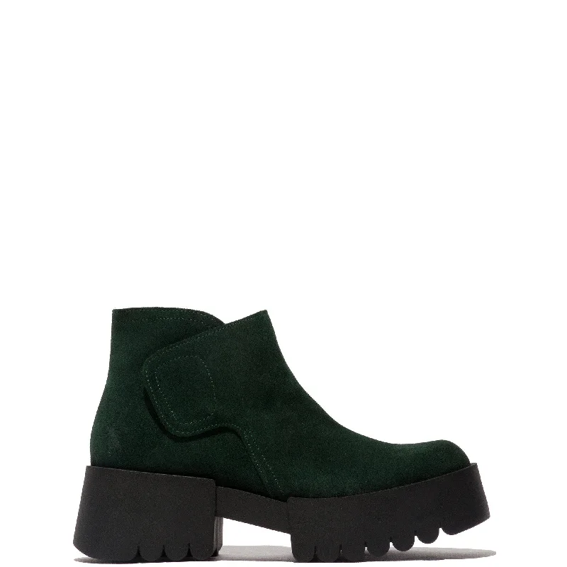 Ankle boots platform style-Fly Endo006 Ladies Oil Forest Green Suede Side Zip Ankle Boots