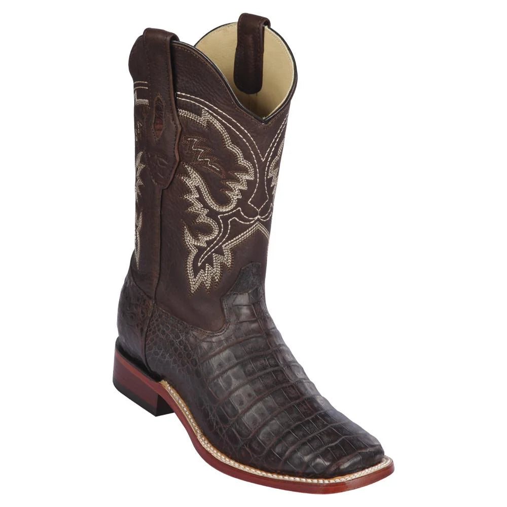 cowboy boots for men with rugged durability for long-lasting wear-Cowboy boots with care instructionsLos Altos 822G8207 Men's Brown Genuine Caiman Belly Wide Square Toe Cowboy Boots