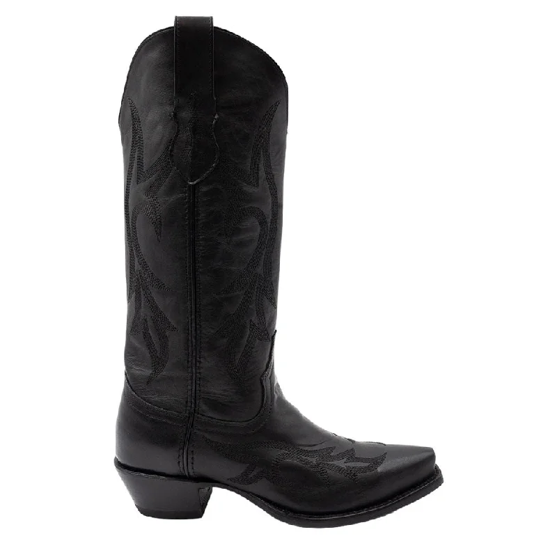 Rain boots with simple design-Ferrini Scarlett Black Full Grain Leather Snipped Toe Western Dress Boots