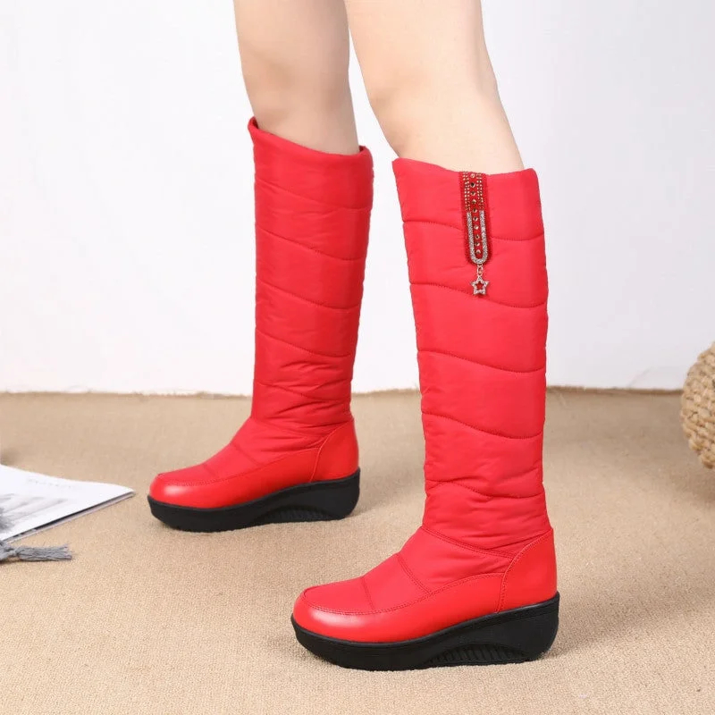 Snow boots for deep snow-OCW Women Plush Winter Boots Knee-high Waterproof Orthopedic Shoes