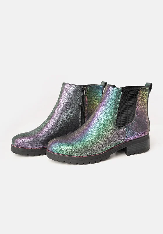 Rain boots with ethnic print-Rainbow Sparkle Chelsea Boots