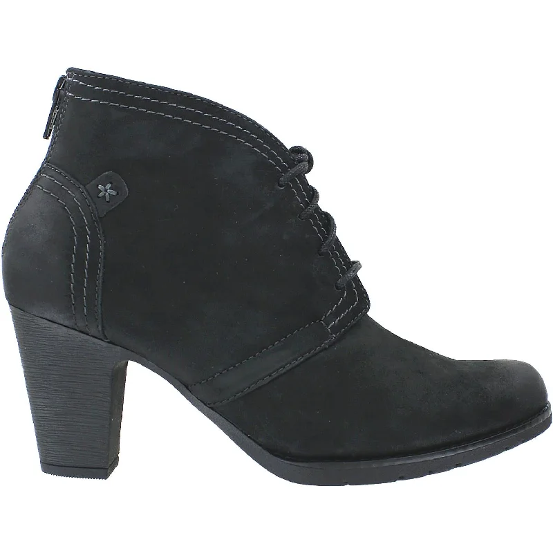 Booties with durable soles-Women's Rockport Cobb Hill Keara Heeled Bootie Black Nubuck