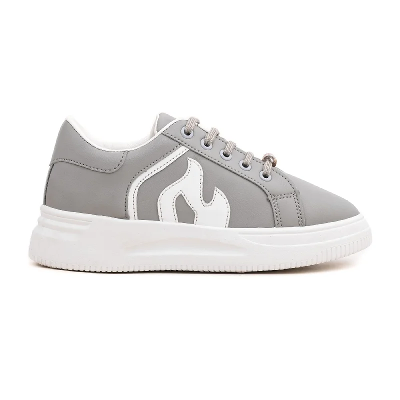 Athletic shoes with sleek finish-Grey Casual Sneaker AT7208