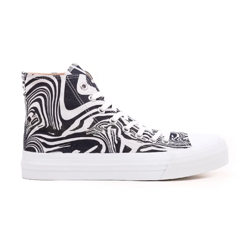 Athletic shoes for evening runs-Black Printed High Ankle Sneaker AT7193