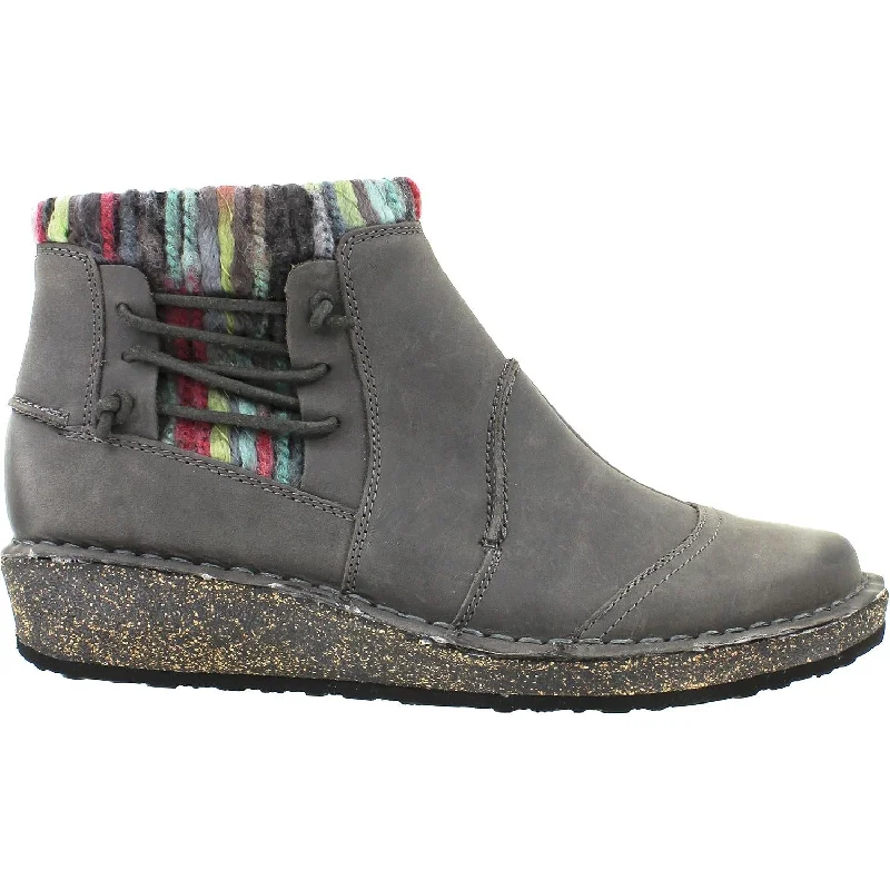 Booties with rugged heels-Women's Aetrex Tessa Charcoal Nubuck