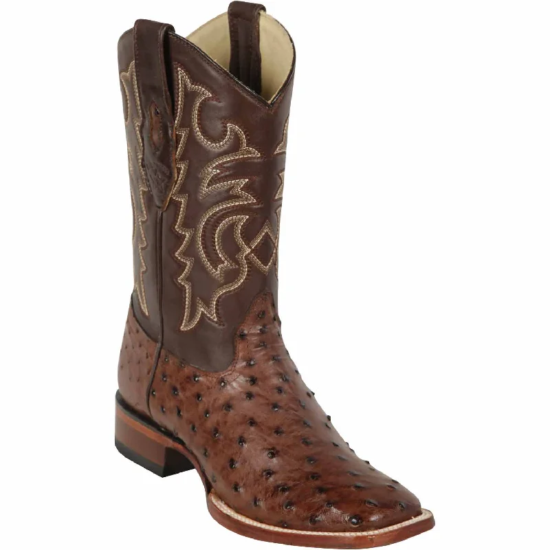 cowboy boots for men with leather lining for a luxurious feel-Cowboy boots with scalloped topLos Altos 8220360 Men's Kango Genuine Ostrich Wide Square Toe Cowboy Boots