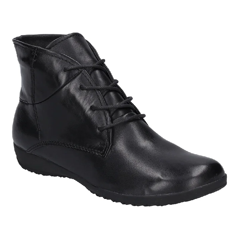 Ankle boots for plus size-Josef Seibel 79709 Naly 09  Ladies Black Leather Lace Up Ankle Boots