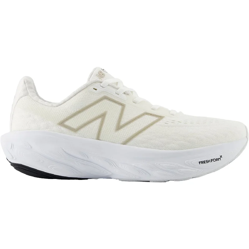 Comfortable athletic shoes for walking-Women's New Balance W1080W14 White/Light gold Metallic/Sea Salt  Mesh