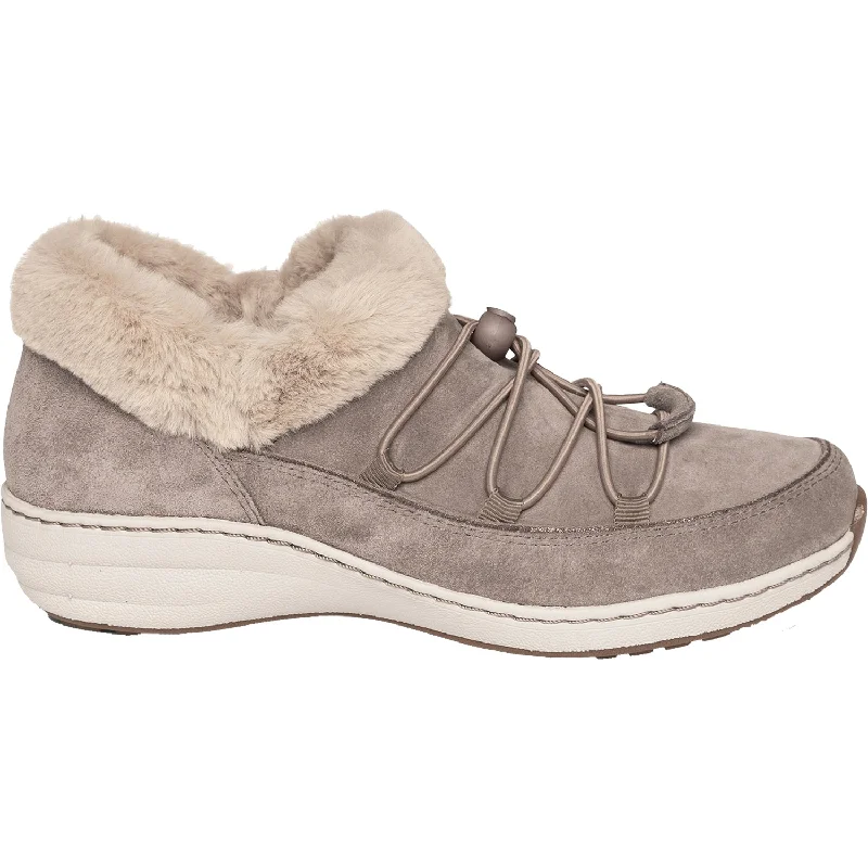 Booties for outdoor soles-Women's Aetrex Chrissy Taupe Suede