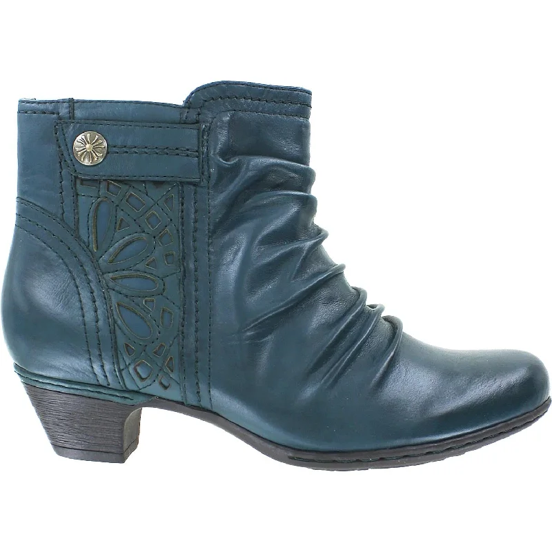 Booties for stylish fashion-Women's Rockport Cobb Hill Abilene Zip Bootie Blue/Teal Leather