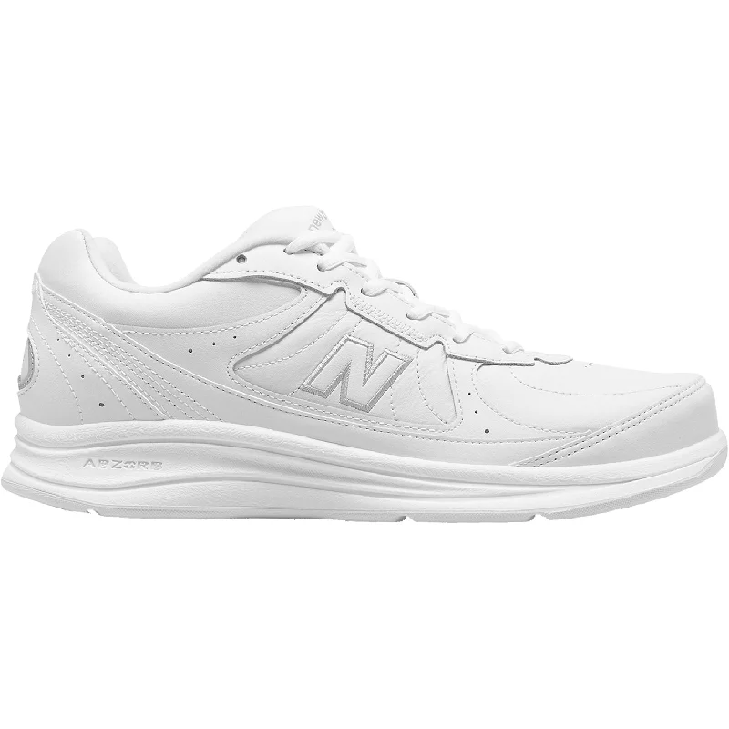 Athletic shoes for joint support-Men's New Balance MW577WT White Leather