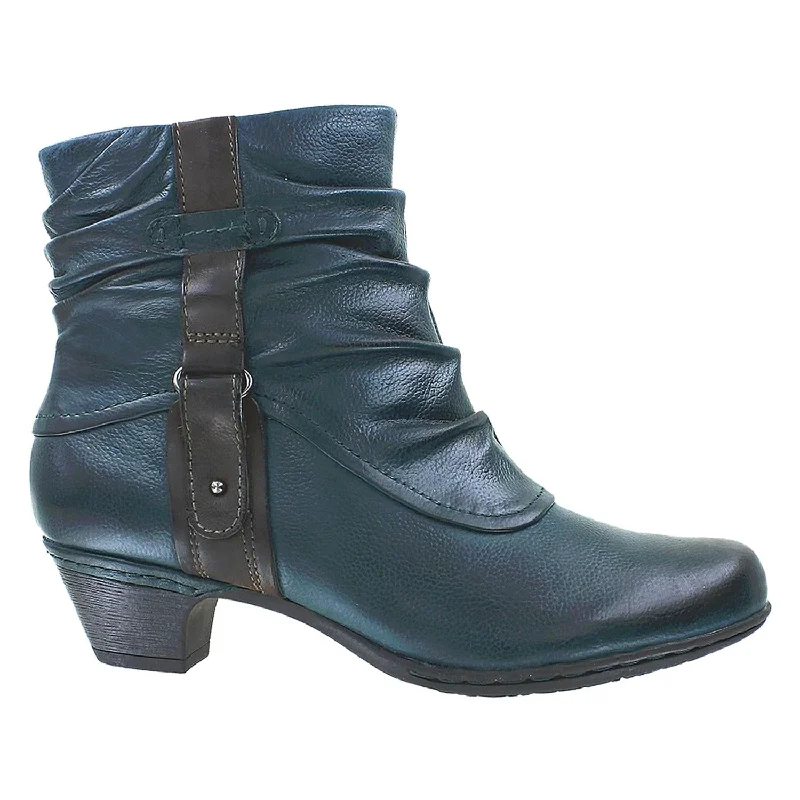 Booties with supportive heels-Women's Rockport Cobb Hill Alexandra Blue/Teal Leather