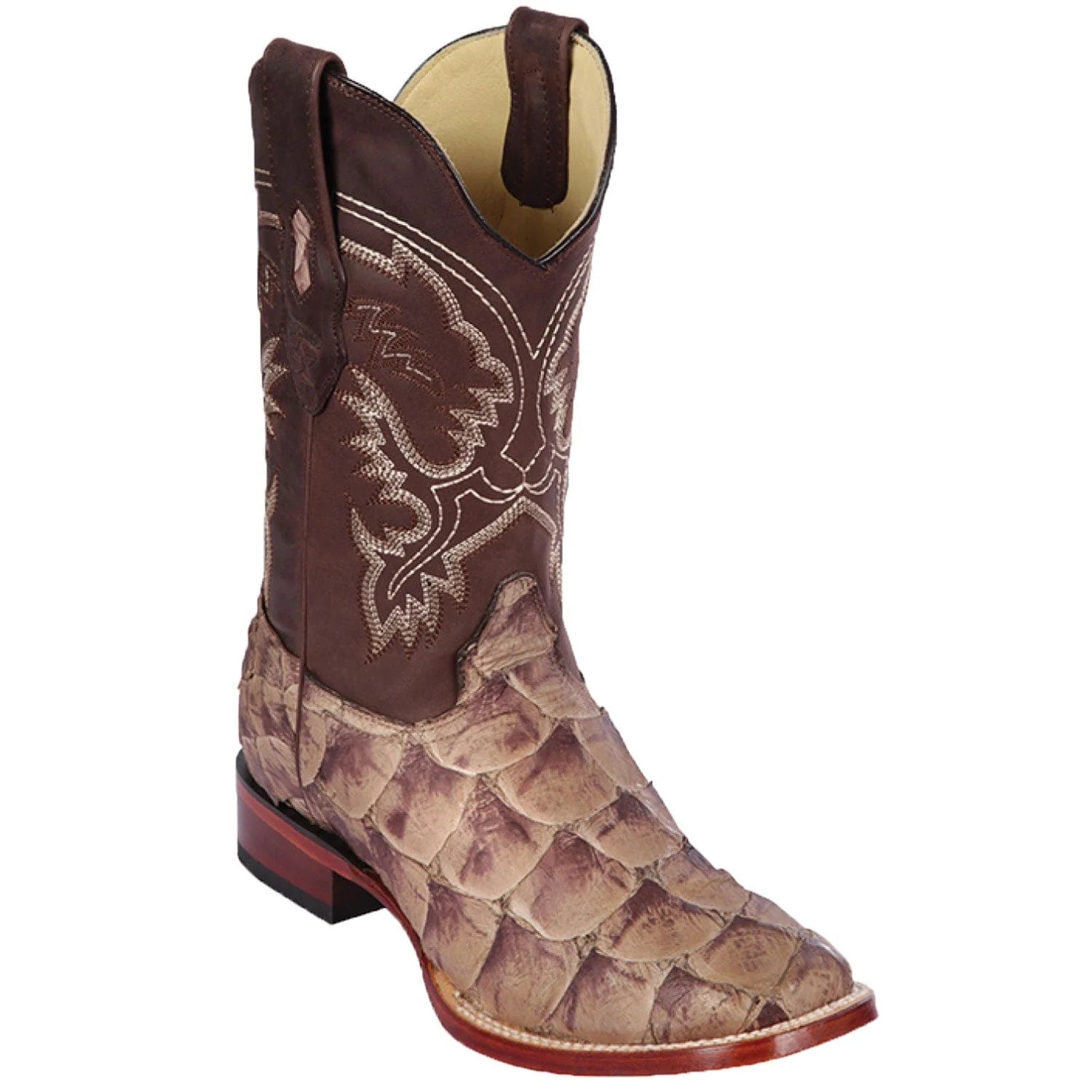 cowboy boots for women with casual style for easy everyday wear-Cowboy boots for arch painLos Altos 8221065 Men's Mink Matte Genuine Piraruccu Wide Square Toe Cowboy Boots